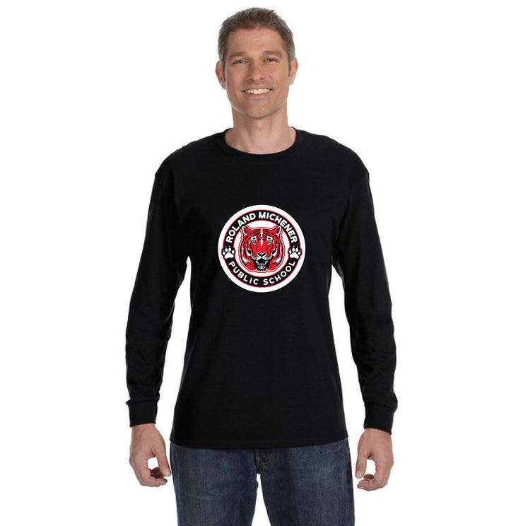 ROLAND MICHENER PUBLIC SCHOOL - MULTI COLOUR FULL FRONT - GILDAN COTTON LONGSLEEVE - ADULT