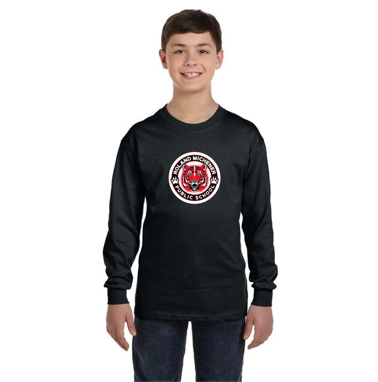 ROLAND MICHENER PUBLIC SCHOOL - MULTI COLOUR FULL FRONT - GILDAN COTTON LONGSLEEVE - YOUTH