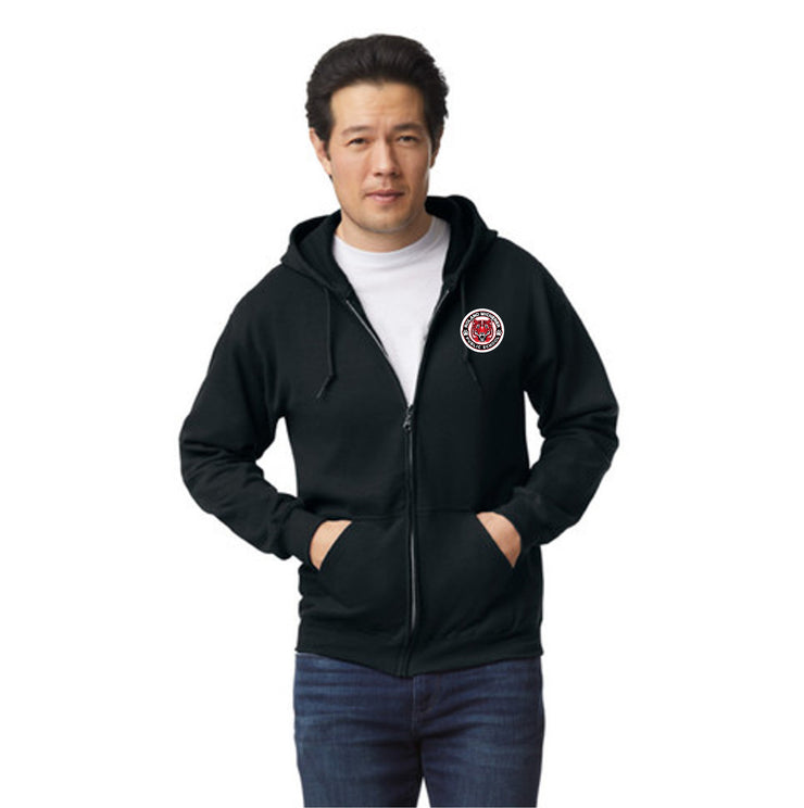 ROLAND MICHENER PUBLIC SCHOOL - MULTI COLOUR LEFT CHEST - GILDAN HEAVY BLEND ZIPPED HOODIE - ADULT