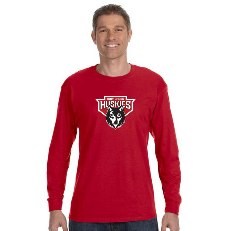 HOLY CROSS SPIRIT - HUSKIES - GILDAN COTTON LONGSLEEVE - ADULT