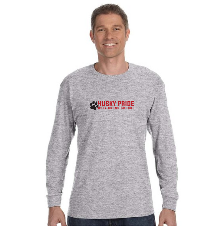 HOLY CROSS SPIRIT - HUSKY PRIDE - GILDAN COTTON LONGSLEEVE - ADULT