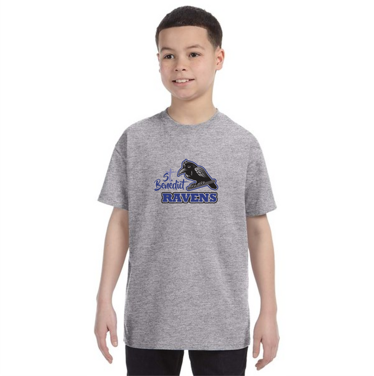ST. BENEDICT SPIRITWEAR - RAVENS PRINT - GILDAN COTTON TEE - YOUTH