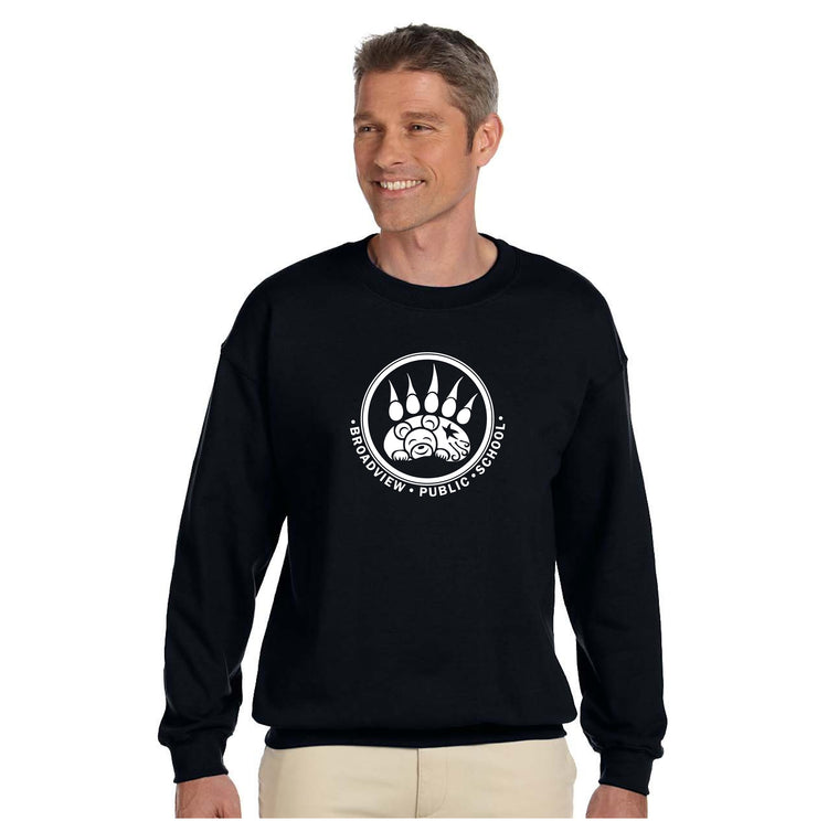 BROADVIEW SPIRITWEAR - FULL FRONT - GILDAN HEAVY COTTON CREW SWEATSHIRT - ADULT