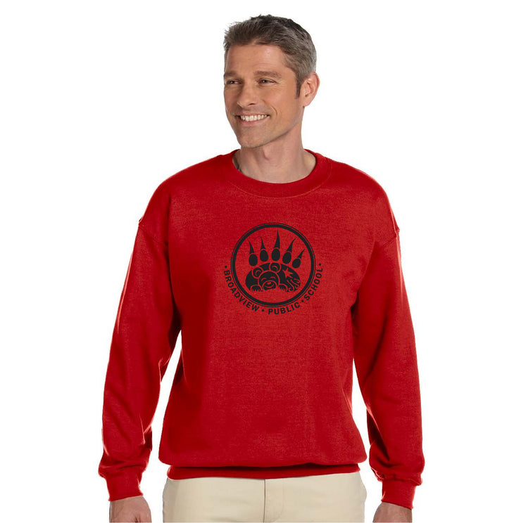BROADVIEW SPIRITWEAR - FULL FRONT - GILDAN HEAVY COTTON CREW SWEATSHIRT - ADULT
