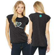 HEALTH STYLES - HEART - BELLA + CANVAS FLOWY MUSCLE TSHIRT WITH ROLLED CUFF - ADULT