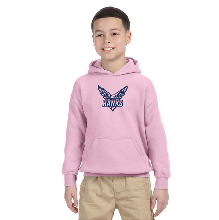 HOLY SPIRIT CATHOLIC SCHOOL SPIRITWEAR - HAWKS PRINT - GILDAN HEAVY BLEND HOODIE  - YOUTH