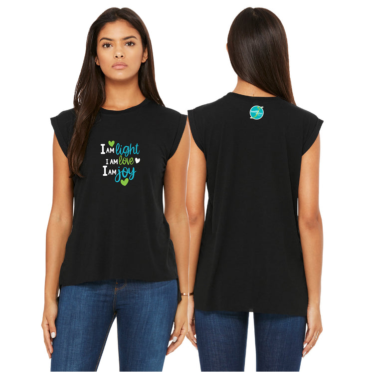HEALTH STYLES - LOVE - BELLA + CANVAS FLOWY MUSCLE TSHIRT WITH ROLLED CUFF - ADULT