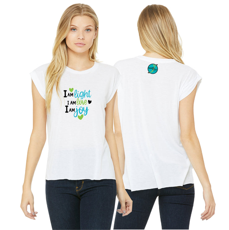 HEALTH STYLES - LOVE - BELLA + CANVAS FLOWY MUSCLE TSHIRT WITH ROLLED CUFF - ADULT