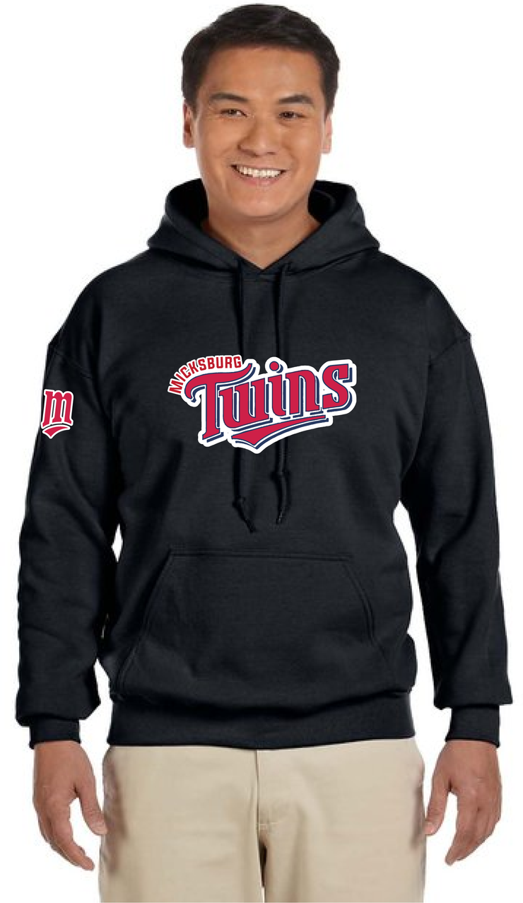 MICKSBURG TWINS - M SLEEVE - GILDAN COTTON HOODIE - ADULT