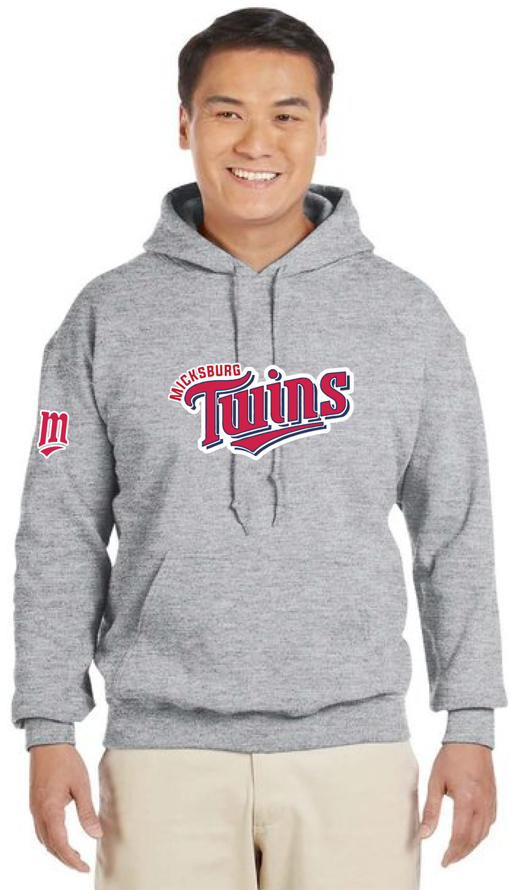 MICKSBURG TWINS - M SLEEVE - GILDAN COTTON HOODIE - ADULT