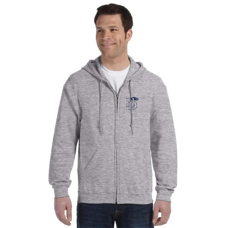 NOTRE DAME SPIRITWEAR - LEFT CHEST ND PRINT - GILDAN HEAVY BLEND ZIPPED HOODIE - ADULT