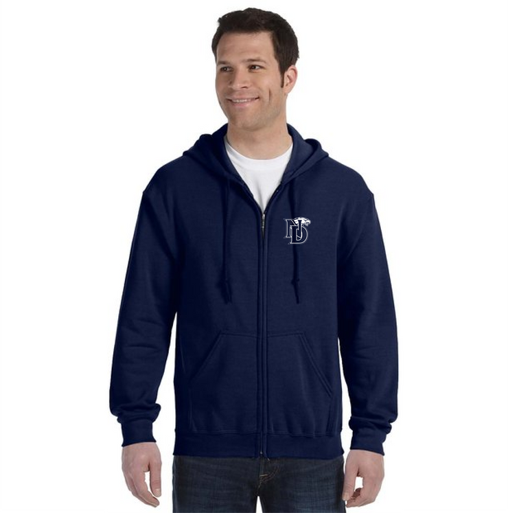 NOTRE DAME SPIRITWEAR - LEFT CHEST ND PRINT - GILDAN HEAVY BLEND ZIPPED HOODIE - ADULT