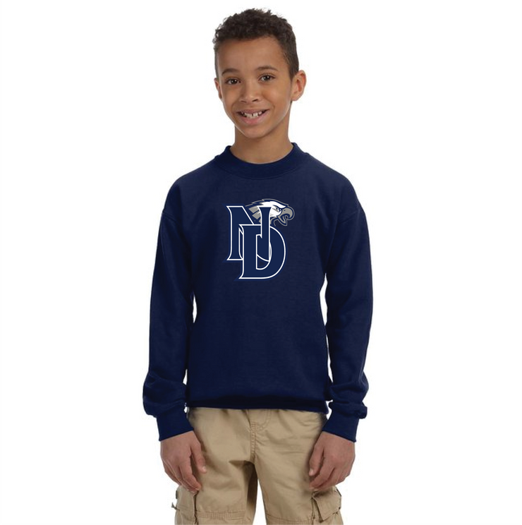 NOTRE DAME SPIRITWEAR - FULL ND PRINT - GILDAN COTTON FLEECE CREWNECK - YOUTH
