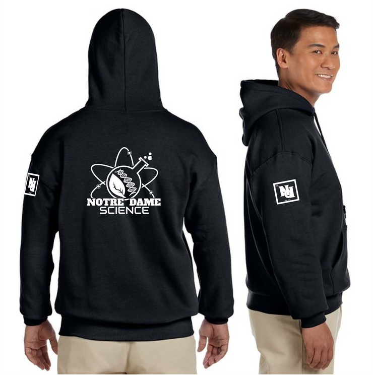 NOTRE DAME SCIENCE - BACK PRINT - GILDAN COTTON HOODIE - ADULT