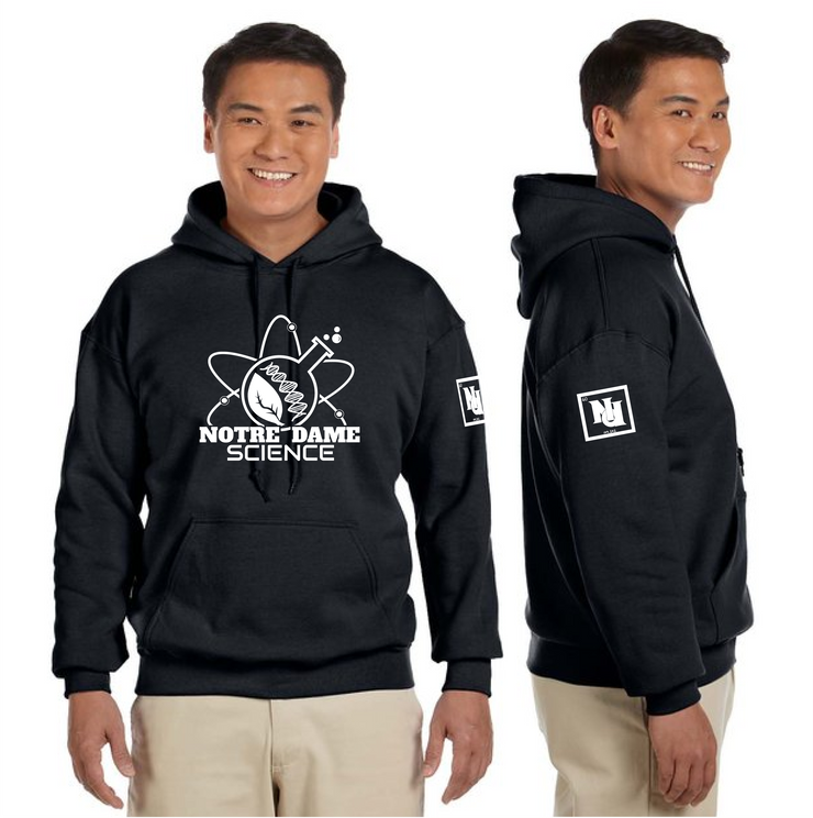 NOTRE DAME SCIENCE - FRONT PRINT - GILDAN COTTON HOODIE - ADULT