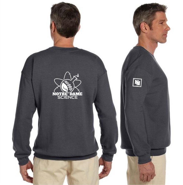 NOTRE DAME SCIENCE - BACK PRINT - GILDAN COTTON FLEECE CREWNECK - ADULT