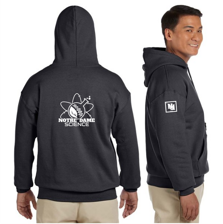 NOTRE DAME SCIENCE - BACK PRINT - GILDAN COTTON HOODIE - ADULT
