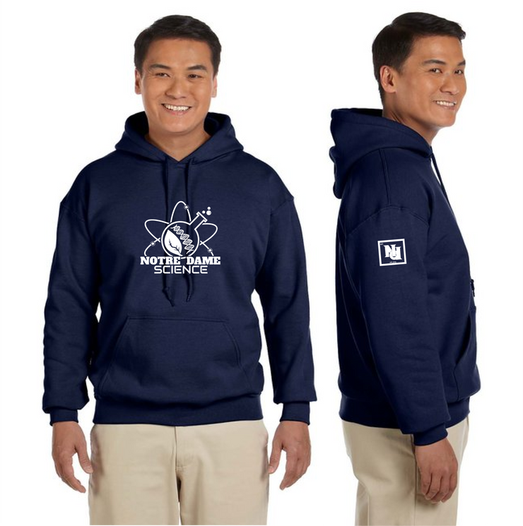NOTRE DAME SCIENCE - FRONT PRINT - GILDAN COTTON HOODIE - ADULT