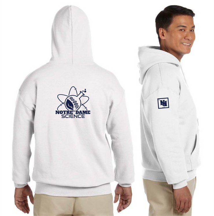 NOTRE DAME SCIENCE - BACK PRINT - GILDAN COTTON HOODIE - ADULT