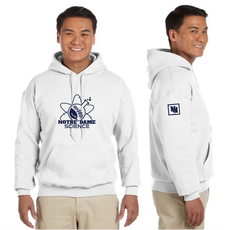 NOTRE DAME SCIENCE - FRONT PRINT - GILDAN COTTON HOODIE - ADULT