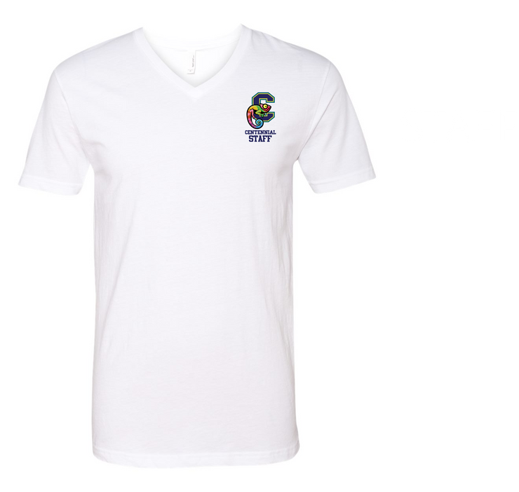 CENTENNIAL PUBLIC SCHOOL STAFFWEAR - LEFT CHEST LOGO - NEXT LEVEL V NECK T SHIRT - MENS