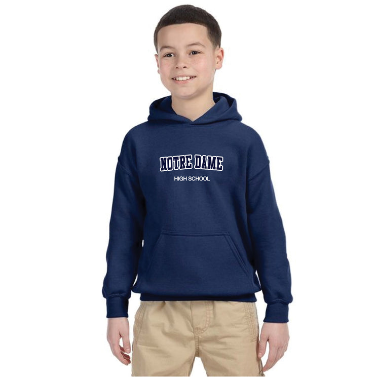 NOTRE DAME SPIRITWEAR - TWILL - GILDAN HEAVY BLEND COTTON HOODIE - YOUTH