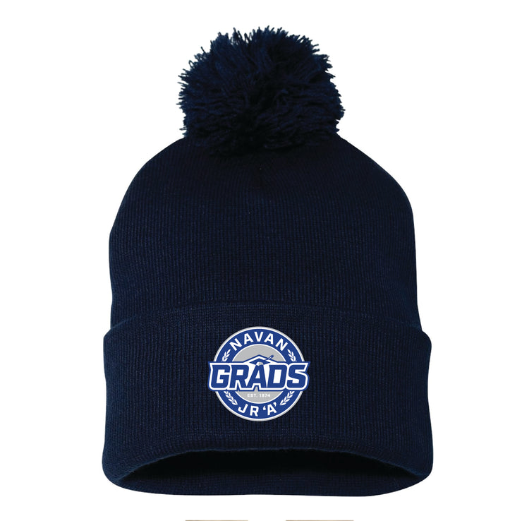 NAVAN GRADS HOCKEY - CIRCLE EMBROIDERY - CUFFED POM POM TOQUE