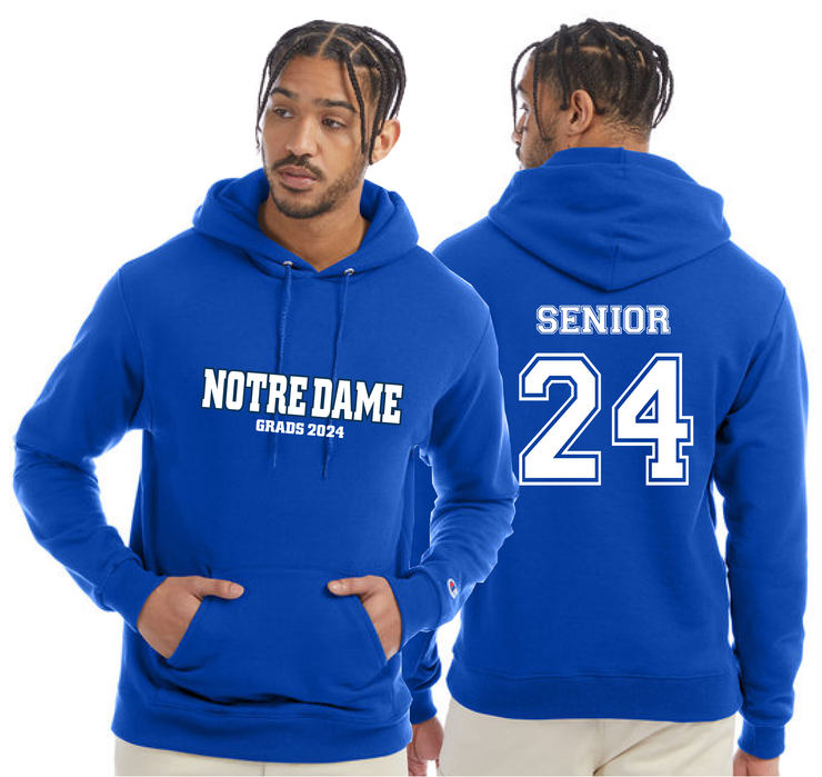 NOTRE DAME GRADWEAR - ADULT -CHAMPION COTTON HOODIE