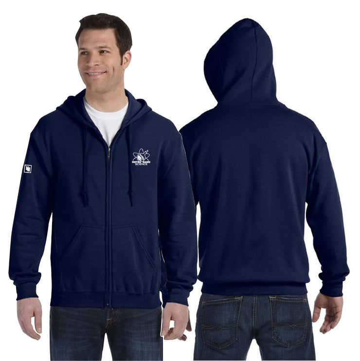 NOTRE DAME SCIENCE - LEFT CHEST PRINT - GILDAN COTTON ZIP HOODIE - ADULT