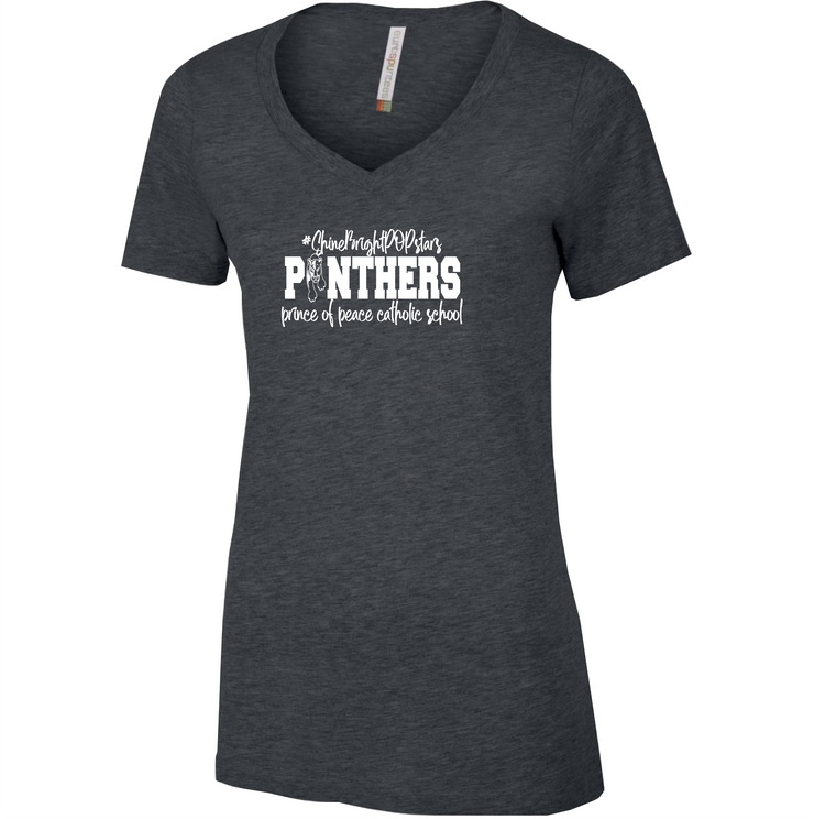 PRINCE OF PEACE STAFFWEAR - POP FULL FRONT - ATC RINGSPUN V NECK TEE - LADIES
