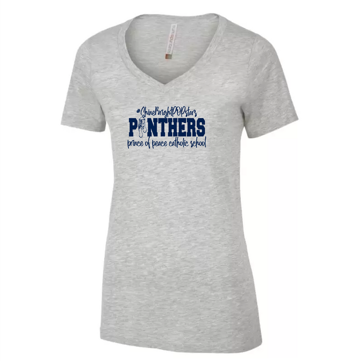 PRINCE OF PEACE STAFFWEAR - POP FULL FRONT - ATC RINGSPUN V NECK TEE - LADIES