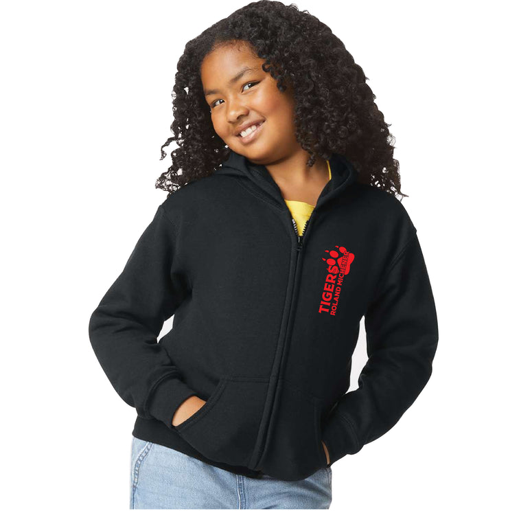 ROLAND MICHENER PUBLIC SCHOOL - VERTICAL LOGO - GILDAN ZIPPED HOODIE - YOUTH