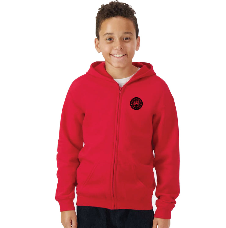 ROLAND MICHENER PUBLIC SCHOOL - ONE COLOUR LEFT CHEST - GILDAN ZIPPED HOODIE - YOUTH