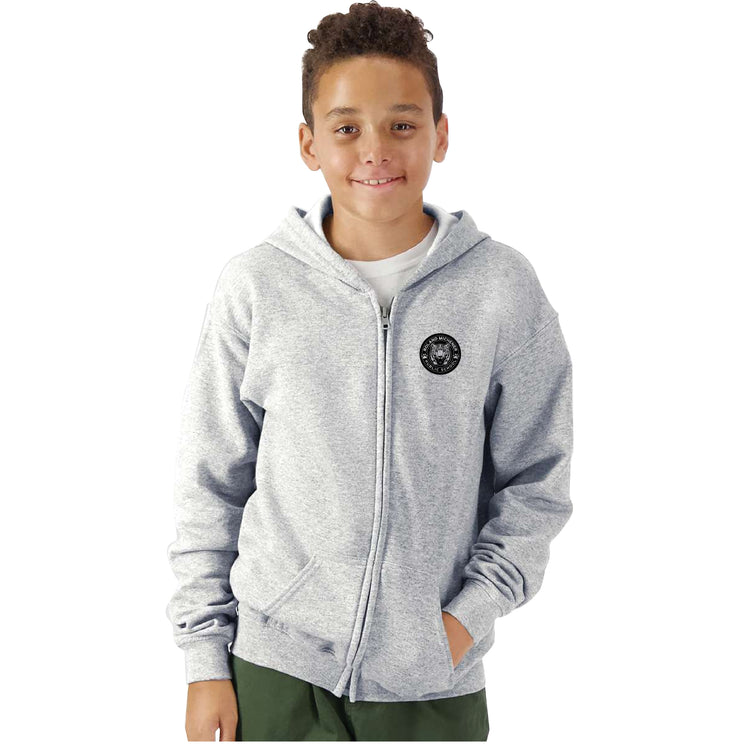 ROLAND MICHENER PUBLIC SCHOOL - ONE COLOUR LEFT CHEST - GILDAN ZIPPED HOODIE - YOUTH