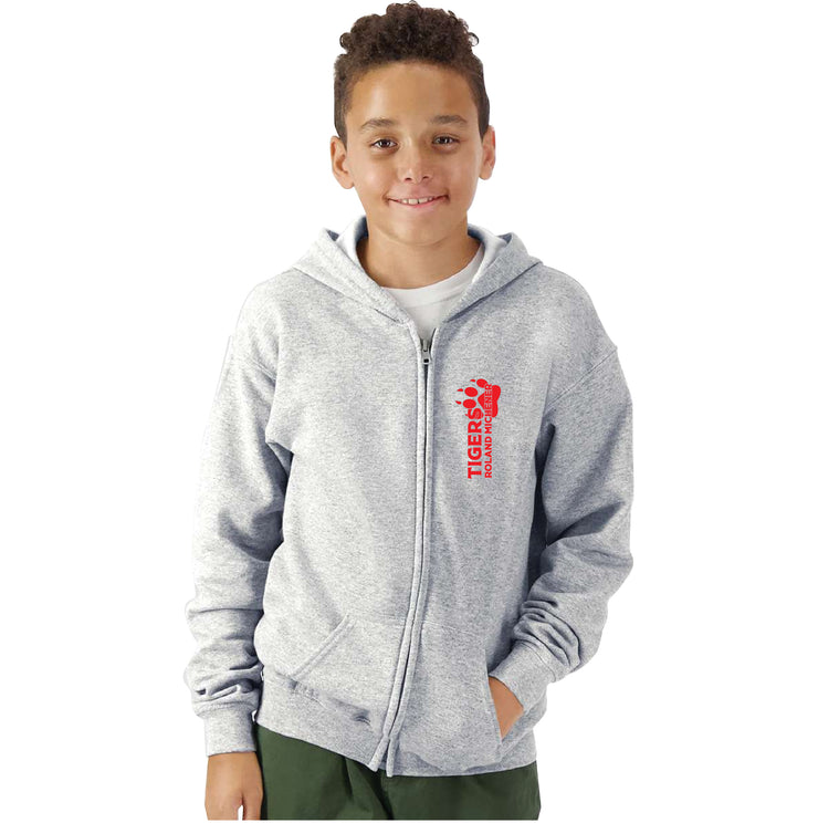 ROLAND MICHENER PUBLIC SCHOOL - VERTICAL LOGO - GILDAN ZIPPED HOODIE - YOUTH