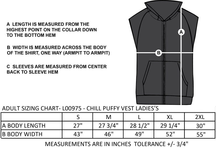 NAVAN GRADS HOCKEY - LEFT CHEST CIRCLE EMBROIDERY  -  CHILL PUFFY VEST - MENS