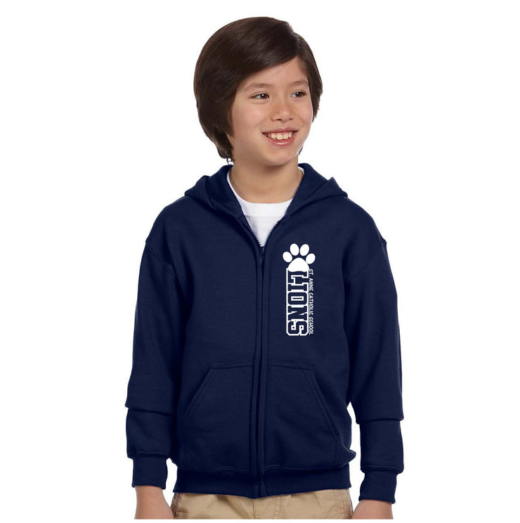 ST. ANNE SPIRITWEAR - LIONS - GILDAN ZIPPED HOODIE - YOUTH