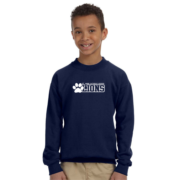 ST. ANNE SPIRITWEAR - LIONS - GILDAN COTTON FLEECE CREWNECK - YOUTH