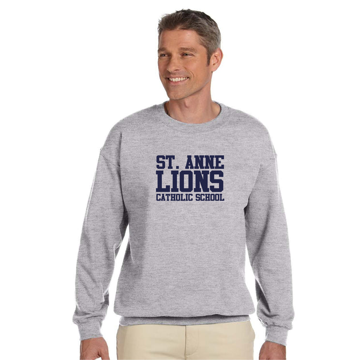 ST. ANNE SPIRITWEAR - TEXT - GILDAN COTTON FLEECE CREWNECK - ADULT