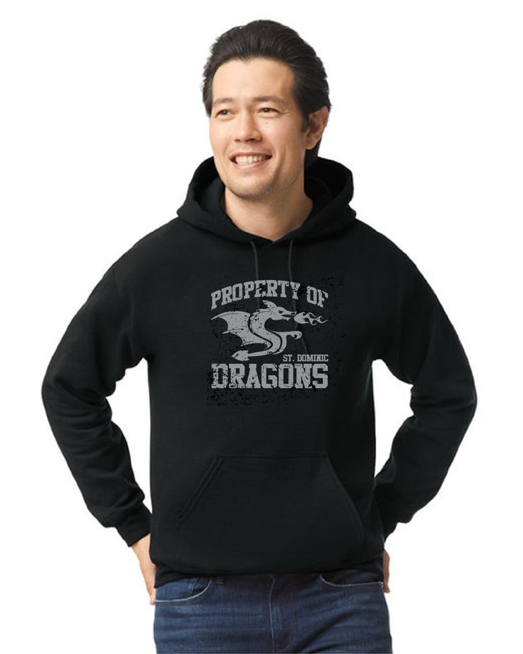 ST.DOMINIC SPIRITWEAR - PROPERTY OF DRAGONS - ADULT - GILDAN COTTON HOODIE