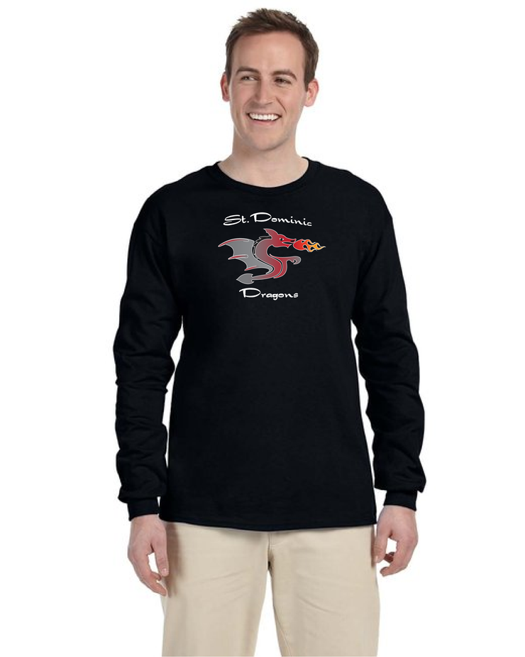 ST DOMINIC SPIRITWEAR - DRAGONS LOGO - GILDAN COTTON LONGSLEEVE - ADULT