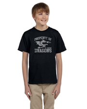 ST DOMINIC SPIRITWEAR - PROPERTY OF DRAGONS -  YOUTH  - GILDAN COTTON TEE