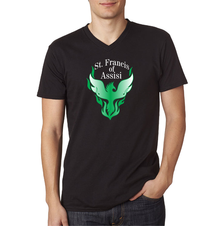 ST. FRANCIS OF ASSISI STAFFWEAR - NEXT LEVEL RINSPUN V NECK TEE - ADULT