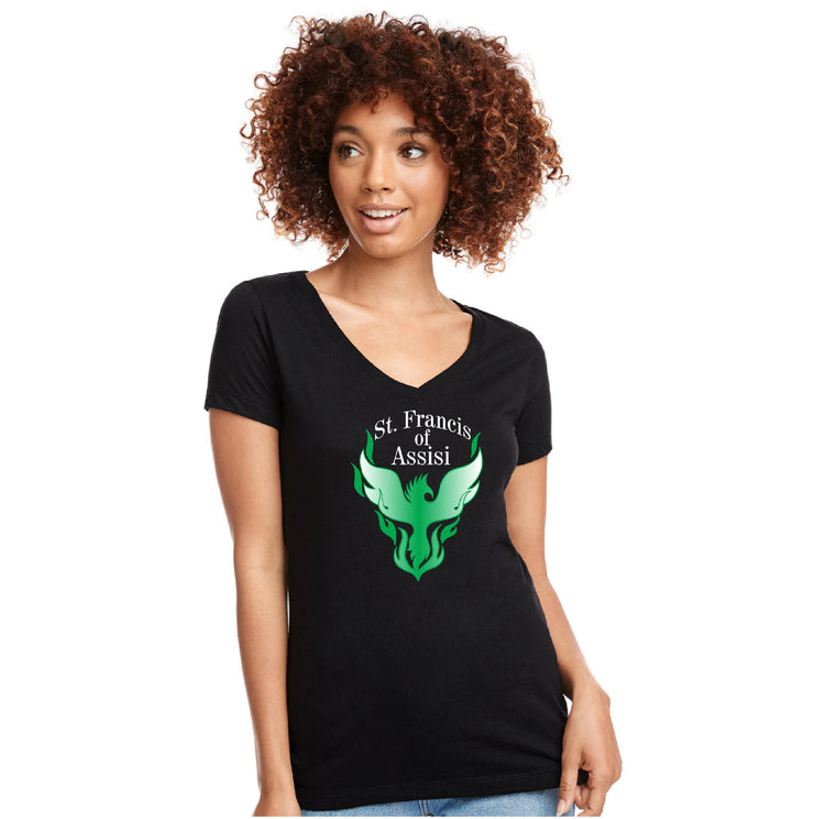 ST. FRANCIS OF ASSISI STAFFWEAR - NEXT LEVEL RINSPUN V NECK TEE - ADULT