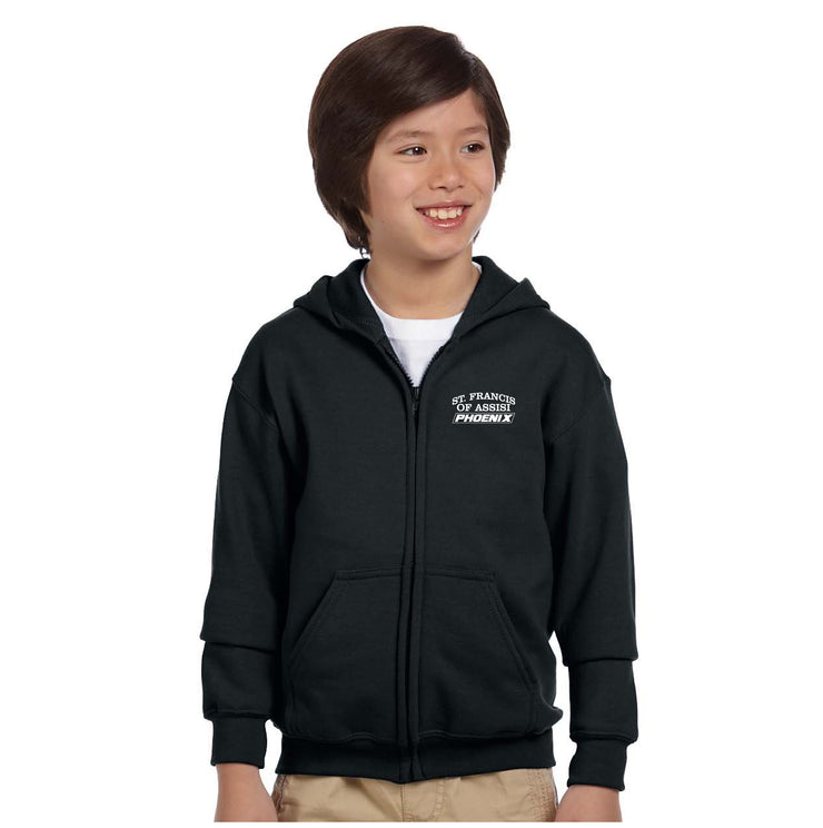 ST. FRANCIS OF ASSISI SPIRITWEAR - GILDAN ZIPPED COTTON HOODIE - YOUTH
