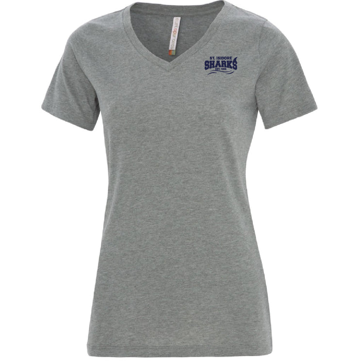 ST. ISIDORE STAFFWEAR - ATC RINGSPUN V NECK TEE - LADIES