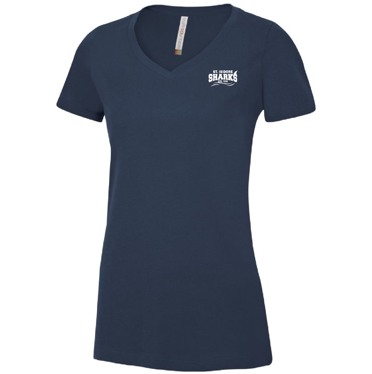 ST. ISIDORE STAFFWEAR - ATC RINGSPUN V NECK TEE - LADIES
