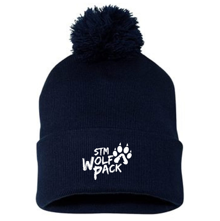 STM SPIRITWEAR - WOLFPACK EMB - SPORTMAN CUFFED POM POM TOQUE