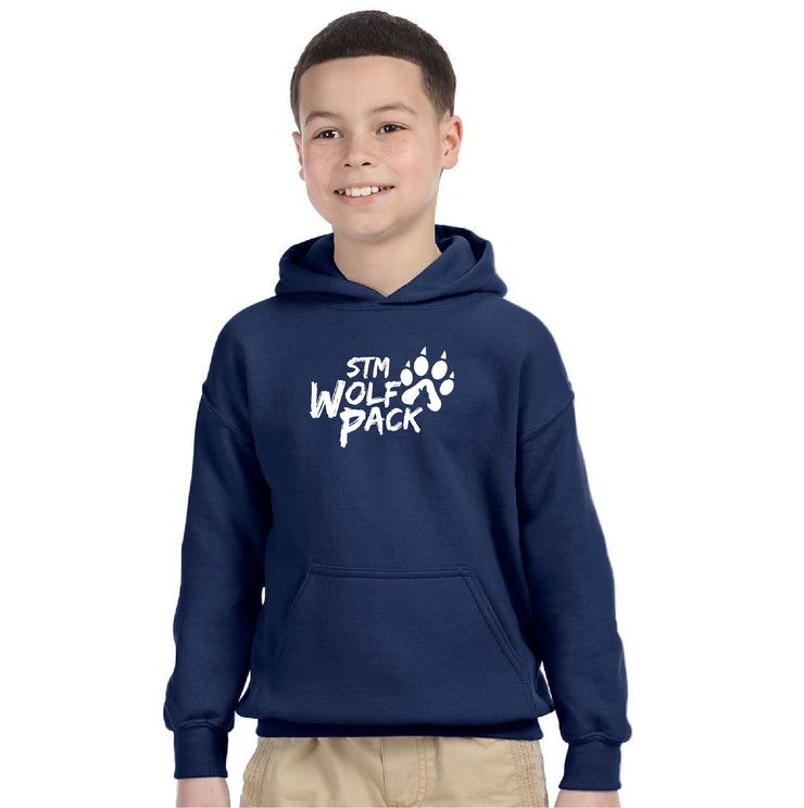 STM SPIRITWEAR - WOLFPACK - GILDAN COTTON HOODIE - YOUTH