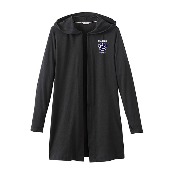 ST. ANNE STAFFWEAR - PAW EMB - ASHLAND KNIT HOODED CARDI - LADIES